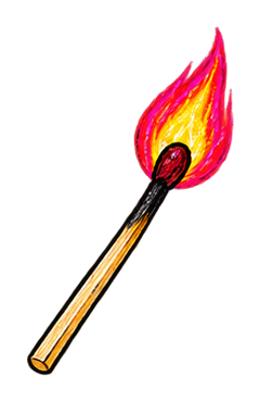 Hand-drawn lit match