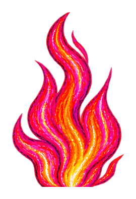 Hand-drawn pink and orange flame